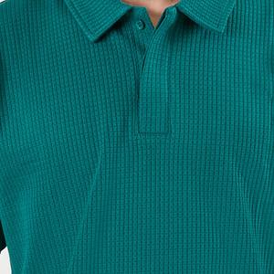 เสื้อโปโลชายเสื้อถักวาฟเฟิลแขนสั้นโลโก้ออกแบบได้ตามต้องการ - Product Image 5