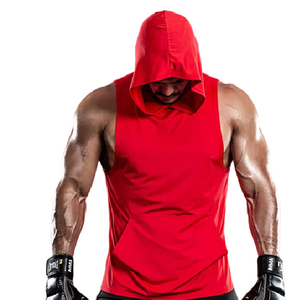 Knitted Sleeveless Training <b>Hoodie</b> Vest Mesh Fabric Gym tank Male Sporty <b>Running</b> Singlet - Product Image 1