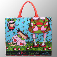 Sacs à provisions en toile à imprimé de pois de dessin animé personnalisé en couleur avec poignées en toile de coton sac à main de promotion sacs de mode de vie