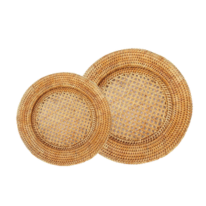 Placas de cargador de ratán tejidas rústicas duraderas y ecológicas, que mejoran las experiencias gastronómicas en el hogar o eventos al aire libre - Product Image 1