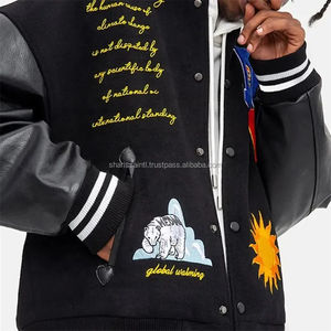 Chaquetas Universitarias de Cuero con Mangas Bordadas, Logotipo Personalizado, Estilo Bomber, Oversize, de Béisbol, Varsity, Fabricante OEM - Product Image 3