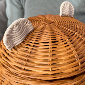 Creative Natural Rattan Storage <b>Basket</b> Hot Bear with Ears <b>Toy</b> for Kids and <b>Babies</b> - Product Image 4