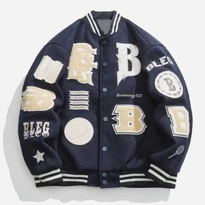 Chaqueta Universitaria de Primera Calidad para Hombre, Chaqueta de Béisbol de Moda con Mangas de Cuero, Ropa de Calle Universitaria Moderna, Prenda Exterior Informal y Elegante para Otoño - Product Image 1