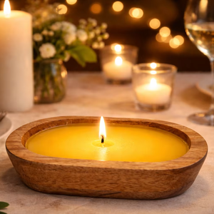Bougie en bois dans un bol, bougie artisanale en bois, bougie en bois à la cire de soja, bol décoratif pour bougie, bougie en bois naturel - Product Image 1