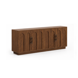 Buffet en bois massif avec portes à panneaux arqués et poignées décoratives pour salle à manger, hôtel, intérieur - Product Image 2
