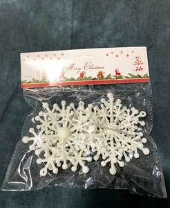 Ornements de Noël en plastique blanc pailleté faits à la main en gros, étoiles à cinq branches, fleurs, flocons de neige, cerfs - Product Image 6