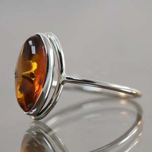 Joyería fina elegante clásica, anillo de compromiso de boda para mujer, anillo de compromiso, corte ovalado, bisel de ámbar báltico, ajuste de aniversarios - Product Image 5