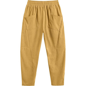 Haute qualité velours côtelé sarouel élastique taille moyenne classique cloche bas été décontracté Yoga Logo en gros - Product Image 4