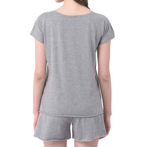 Conjunto corto informal con logotipo personalizado del fabricante para mujer Conjunto corto de camiseta lisa transpirable con capacidad OEM - Product Image 4
