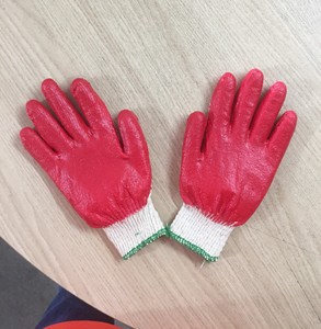 Guantes de látex recubiertos de goma vietnamitas, guantes de trabajo de seguridad antideslizantes anticortes, protección de algodón reutilizable semirecubierta para jardines - Product Image 3