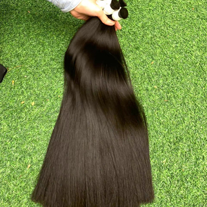 ผมต่อแบบ Remy สีดำธรรมชาติสีดำเป็นลอนผมบริสุทธิ์จำนวนมากย้อมสีอ่อนสีดำ - Product Image 2