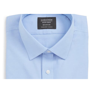 Camicia Nordstrom Smartcare Classic Fit in popeline di cotone 100% tinta unita blu ortensia da uomo, anti-piega, taglia XL (20-38) - Product Image 2
