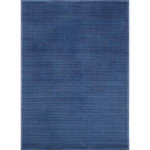 Alfombra de Lana y Viscosa Tejida a Mano de Color Azul Sólido para el Hogar Hwv-47 - Product Image 1