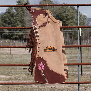 Chaparreras de Equitación Estilo Western con Flecos, de Cuero Genuino, para Jóvenes Vaqueros - Product Image 3