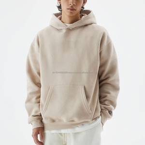 Sweat-shirts à capuche pour hommes personnalisés, streetwear, épaules tombantes, coton lourd, pull-over, logo imprimé en relief, sweat-shirts à capuche pour hommes - Product Image 1