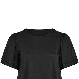 Oferta de Verano: Blusa de Manga Corta para Mujer, Corte Holgado, Estilo Casual, Diseño con Volantes en los Puños, Tela Suave, Múltiples Colores, Proveedor OEM - Product Image 2