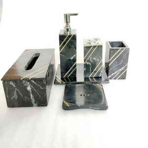 Ensemble de salle de bain en résine fait main de qualité supérieure accessoires de vanité de créateur porte-savon porte-brosse à dents plateau de gobelet maison moderne élégante - Product Image 2