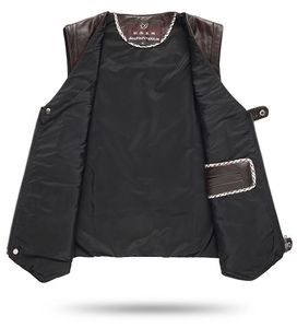 2025 nouveau gilet en cuir mâle mince Commercial mâle en cuir gilet en peau de mouton en cuir hommes gilet gilet avec de nombreuses poches - Product Image 3
