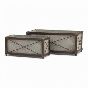 Jardinières rectangulaires en métal galvanisé, style industriel rustique, pour la décoration intérieure - Product Image 1