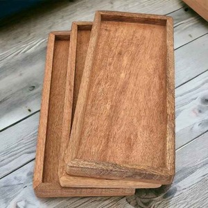 Juego de platos para servir de madera de mango de primera calidad para el hogar, cocina, bordes elevados para una exhibición elegante de frutas, aperitivos de Sushi - Product Image 3