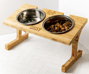 Haute qualité WDF bois mangeoire pour animaux de compagnie bols support bambou chat chien nourriture bol support surélevé en bois stockage des aliments pour animaux de compagnie bambou mangeoire pour animaux de compagnie - Product Image 3