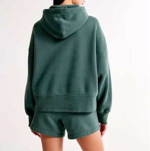 2025 Winter <b>Women</b> Hoodie and <b>Shorts</b> <b>Set</b> 100% Cotton Heavyweight Solid Casual OEM Customized Logo Hooded - Product Image 5