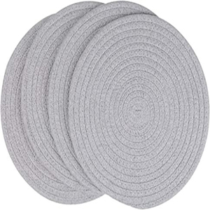 Set de 6 pièces tapis de Table antidérapant, écologique, à la mode, 100% coton lin, napperons côtelés - Product Image 1