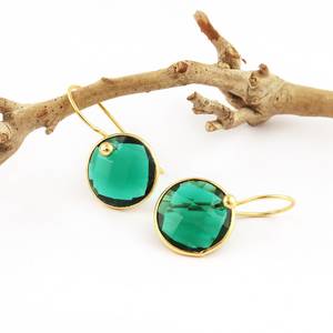 Amethyst Quartz Bezel Hoop <b>Earring</b> - 925 Sterling Silver <b>Earring</b> Round Shape Gemstone, Faceted Gemstone Minimalist Jewelry - Product Image 4