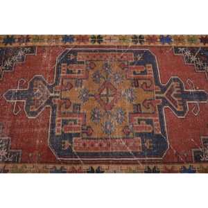 Tapis turc vintage 3,8x7,8 pi (115x238 cm), tapis persan rouge - Product Image 5