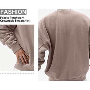 Sweat-shirt à col rond surdimensionné pour homme, couleur unie, tricot en coton, pull décontracté d'hiver, broderie perlée - Product Image 4