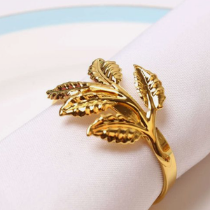 Servilleteros de metal con diseño de hoja de oro brillante recién llegados, decoraciones de mesa de tendencia para fiestas - Product Image 3