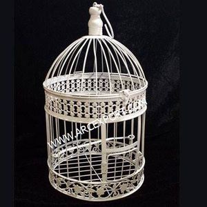 สีขาวสะอาดสีเสร็จโลหะปกคลุมสไตล์แฟนซีมาตรฐานนกกรงโคมไฟเชิงเทียน - Product Image 2