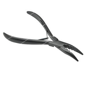 Alicates de mandíbula lisos de nariz doblada de acero inoxidable de alta calidad profesional para extensiones de cabello - Product Image 3