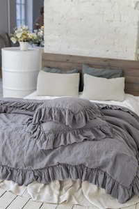 Funda de edredón de lino francés Shabby Chic, juego de simulación con volantes, ropa de cama elegante para Hotel para reina, tamaños completos, sólido para boda, hogar, Hospital - Product Image 5