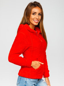 Sweat à capuche doublé Sherpa d'hiver décontracté pour femmes sweat-shirt en polaire épais avec fermeture éclair complète et épaule tombante survêtement en tricot solide - Product Image 3