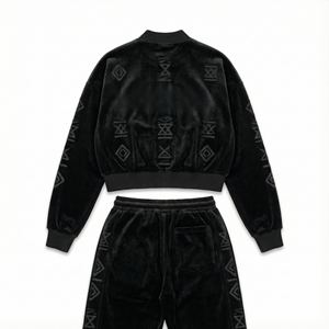 Ensemble de survêtement pour homme personnalisé, style coupe-vent en velours, ensemble de survêtement, veste courte, lavage à l'acide, uni, imprimé en 3D, streetwear - Product Image 3