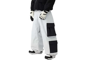 Custom Loose Hip Hop Heated Zipper Ski <b>Pants</b> Unisex Winter Streetwear Baggy <b>Cargo</b> Trousers Breathable Multi Pocket Outdoor Wear - Product Image 4