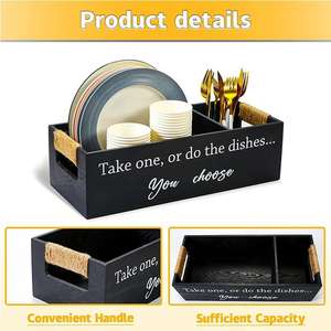 Boîte de rangement pour couverts en bois de pin peint, écologique, pour organiser les couverts et les ustensiles de cuisine - Product Image 4