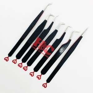 Professional Stainless Steel Heart Design Eyelash <b>Tweezers</b> for Lash Extension Durable Pink Red Strong Tip Sustainable - Product Image 5