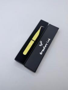 GETUP BROSONS IMPEX Nouvelle pince à épiler de précision en acier inoxydable à pointe lisse à 90 degrés avec revêtement en poudre jaune et nouvel emballage - Product Image 3