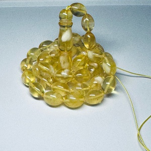 Misbaha de Ámbar Báltico Natural Amarillo y Blanco, Cuentas de Oliva - Product Image 2