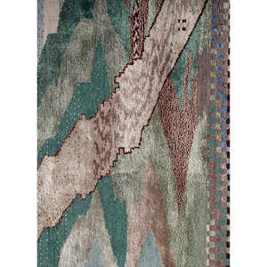 Tapis en laine et soie de bambou noué à la main Freedom Manchaha, couleur ivoire, 10 mm d'épaisseur, motif abstrait pour la maison, le salon, le couloir - Les-8406 - Product Image 3