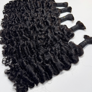 Curly Bulk Hair Human Hair No Weft Natural Black Soft Full Curls For Boho <b>Braids</b> Knotless <b>Braids</b> <b>Wig</b> Making - Product Image 3