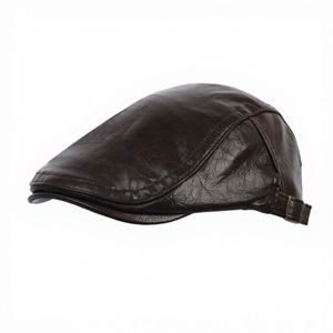 หมวกสไตล์อเมริกัน หมวกหนังทรง Forward Cap หมวกย้อนยุค แฟชั่นอเนกประสงค์ หมวกเบเร่ต์แนววรรณกรรม - Product Image 4