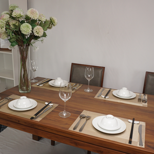 Ensemble de salle à manger finition lisse finition brillante moderne du milieu du siècle fabriqué au Vietnam luxueux bois de noyer détails exquis | SWT505P6 - Product Image 1