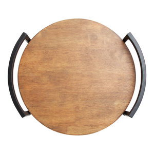 Vente en gros Plateau de service en bois rond personnalisé avec design moderne et poignée en métal pour la décoration de mariage de restaurant hôtel à bas prix - Product Image 5