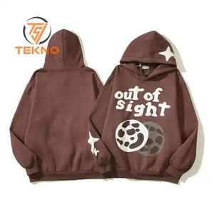 เสื้อฮู้ดพิมพ์ลายพัฟใส่ได้ทั้งชายและหญิงดีไซน์ล่าสุดโลโก้/สีระบายอากาศได้ใส่สบายคุณภาพสูง - Product Image 3