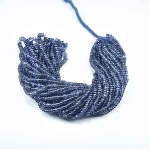 ลูกปัดอิโอไลต์สีน้ำเงินธรรมชาติทรงรอนเดลล์เรียบ ขนาด 3.5-4 มม. สำหรับทำเครื่องประดับ ราคาขายส่ง - Product Image 1