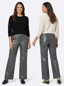 Pantalones de Cuero Personalizados para Mujer, Corte Recortado, Cintura Elástica, Bolsillos, Estilo Moderno, Uso Diario, Ajuste Cómodo, Tendencia - Product Image 5