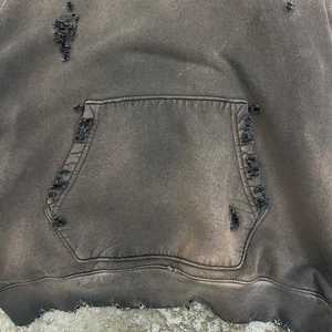 Personnalisé recadrée Boxy Hoodies coton vierge en détresse Vintage fermeture éclair pierre acide soleil fané Hoodies - Product Image 4